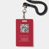 Badge Rose Rouge, Photo d'identité de l'employé avec cod (Arrière avec lanière)