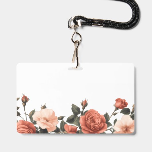 Badge roses anciennes (Arrière avec lanière)