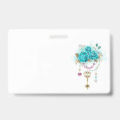 Badge Roses turquoise avec touches (Arrière)