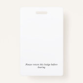 Badge Rouge Ajouter votre logo et code barre Visiteur (Dos)