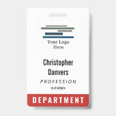 Badge Rouge Blanc Code employé Grand logo (Avant)