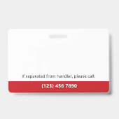 Badge Rouge blanc Service Chien - ID photo Code QR (Arrière)