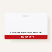 Badge Rouge blanc Service Chien - ID photo Code QR (Dos)