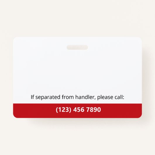 Badge Rouge blanc Service Chien - ID photo Code QR (Dos)