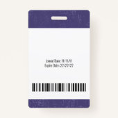 Badge Rouge Bleu Blanc Photo Code barre Logo Personnel M (Dos)