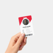 Badge Rouge Chic Moderne ID Minimal Code-Barres Photo de (Manuel / portable)