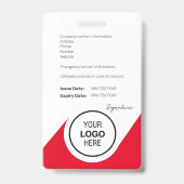 Badge Rouge Chic Moderne ID Minimal Code-Barres Photo de (Arrière)