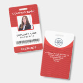 Badge rouge de code-barres personnalisé pour emplo (Avant & arrière)