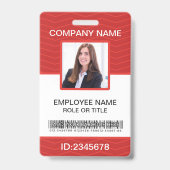 Badge rouge de code-barres personnalisé pour emplo (Avant)