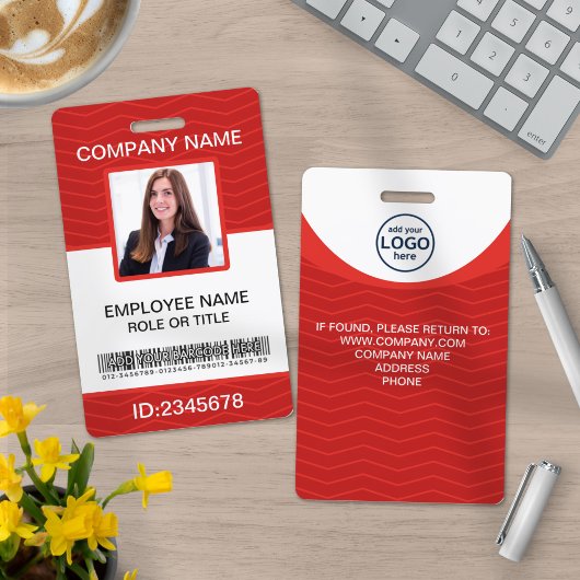Badge rouge de code-barres personnalisé pour emplo