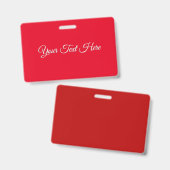 Badge Rouge Élégant Minimaliste Calligraphie (Avant & arrière)