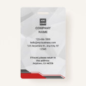 Badge Rouge et argent moderne ID avec photo et code-barr (Dos)