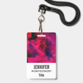 Badge Rouge foncé et violet Gras & Abstrait moderne (Avant avec lanière)