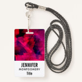 Badge Rouge foncé et violet Gras & Abstrait moderne (Derrière avec lanière)