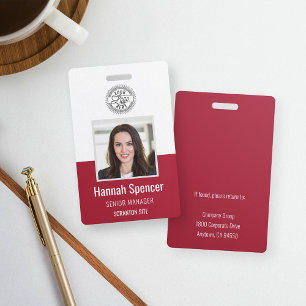 Badge Rouge ID photo de l'employé Sécurité de la socié