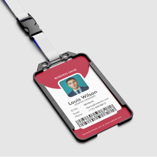 Badge Rouge | Identifiant d'employé personnalisable Sécu