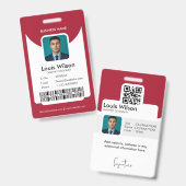 Badge Rouge | Identifiant d'employé personnalisable Sécu (Avant & arrière)