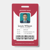 Badge Rouge | Identifiant d'employé personnalisable Sécu (Avant)