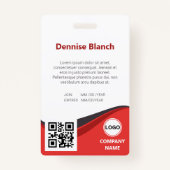 Badge Rouge moderne, code à barres, code qr, carte d'ide (Dos)