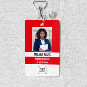 Badge ROUGE Photo du logo de l'employé ou code QR de s