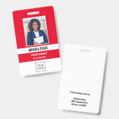 Badge ROUGE | Photo du logo de l'employé ou code QR de s (Avant & arrière)