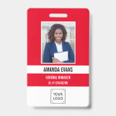 Badge ROUGE | Photo du logo de l'employé ou code QR de s (Avant)