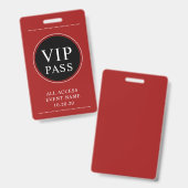 Badge rouge VIP All Access (Avant & arrière)