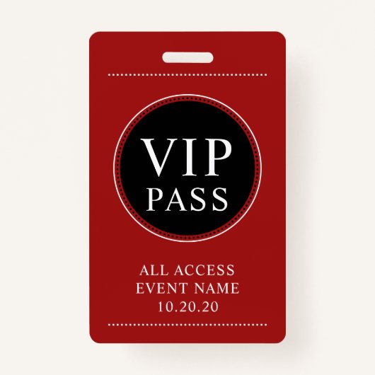 Badge rouge VIP All Access (Devant)