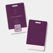 Badge Royal Crimson Code QR Nom de l'employé Insigne (Avant & arrière)
