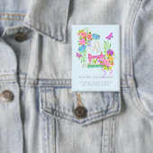 Badge Ruban de couture floral monogramme bleu (Insitu)