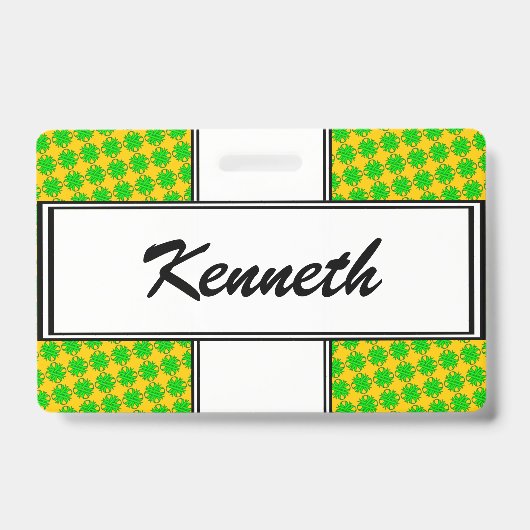 Badge Ruban Trèfle Vert Citron par Kenneth Yoncich (Avant)