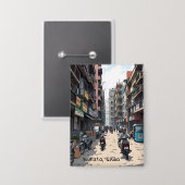 Badge Rue animée du centre de Kolkata, Inde (Recto/Verso)