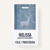 Badge Russe Bleu Bois Reindeer Pays Noël (Dos)