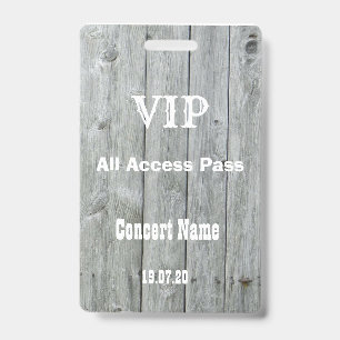 Badge Rustic Country VIP All Access Pass Insigne de conc