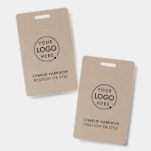 Badge Rustic Kraft | ID Moderne Logo d'entreprise (Avant & arrière)