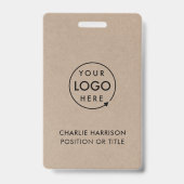 Badge Rustic Kraft | ID Moderne Logo d'entreprise (Arrière)