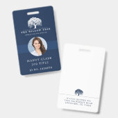 Badge Rustic Modern Navy & White Willow Tree Logo Photo (Avant & arrière)