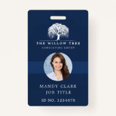 Badge Rustic Modern Navy & White Willow Tree Logo Photo (Devant)