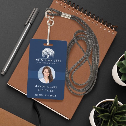 Badge Rustic Modern Navy & White Willow Tree Logo Photo