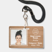 Badge Rustique Bois Clair Ajouter Logo Ajouter Photo Id (Avant avec lanière)