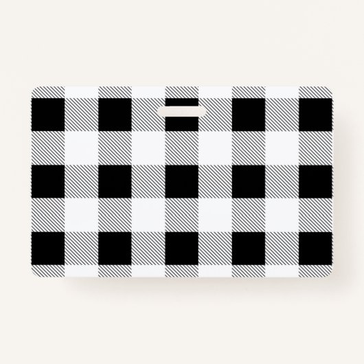 Badge rustique chic ferme noir blanc de buffle plaid (Devant)