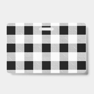 Badge rustique chic ferme noir blanc plaid de buffle