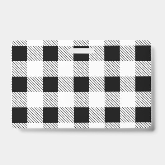 Badge rustique chic ferme noir  blanc plaid de buffle (Avant)