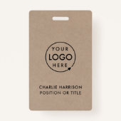 Badge Rustique Kraft | Identifiant du logo de l'entrepri (Dos)