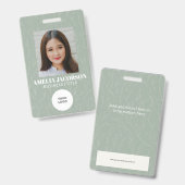 Badge Sage Green Botanique Logo de carte d'identité prof (Avant & arrière)