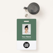 Badge Sage Green Employé Photo, Logo, Nom (Front with Retractable)