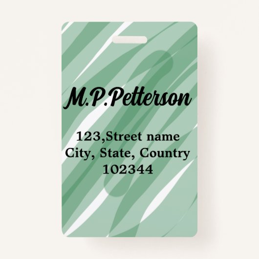 Badge Sage vert feuille ajouter nom adresse texte motif  (Devant)