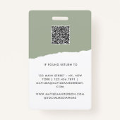 Badge Sage vert moderne miniature photo abstraite (Dos)