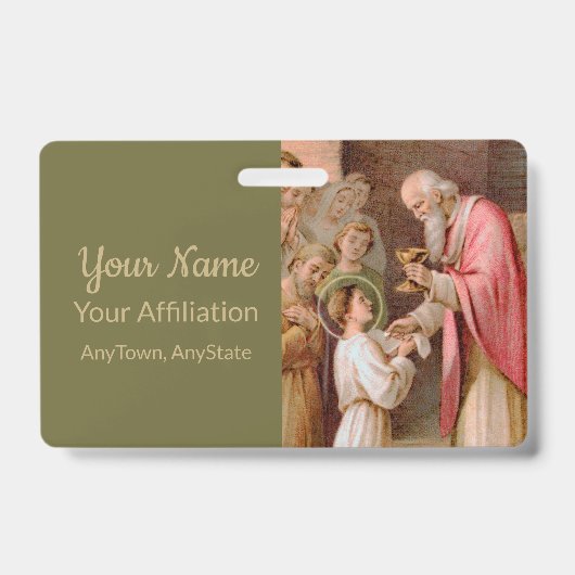 Badge Saint Tarcisius recevant l'Eucharistie (BL 02) (Avant)