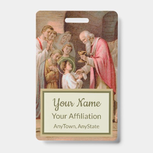 Badge Saint Tarcisius recevant l'Eucharistie (BL 02) (Avant)